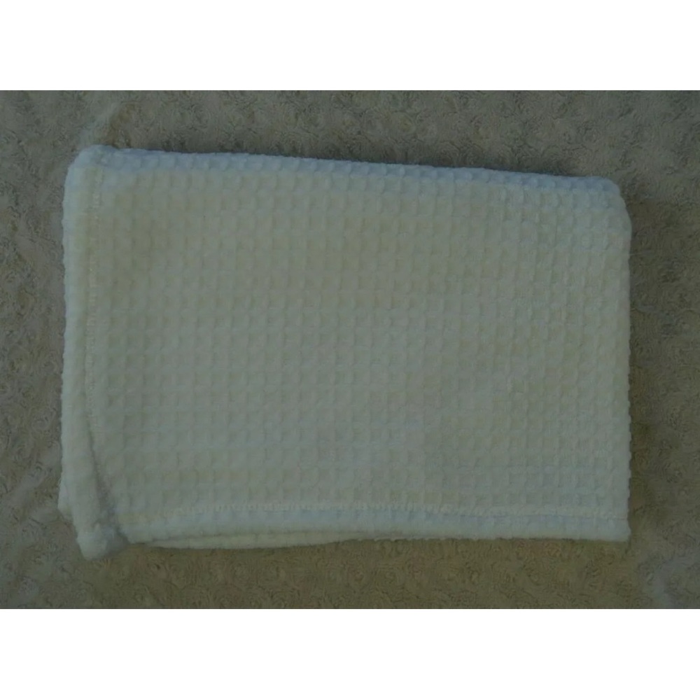 Adirondack Baby Solid White Baby Blanket Square Embossed Plush Lovey Security